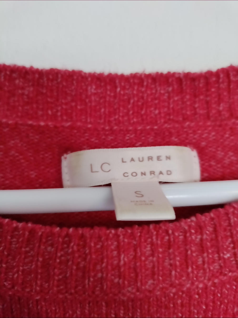 LC Lauren Conrad Red Knit Crewneck Sweater With Heart Elbows - Picture 3 of 5